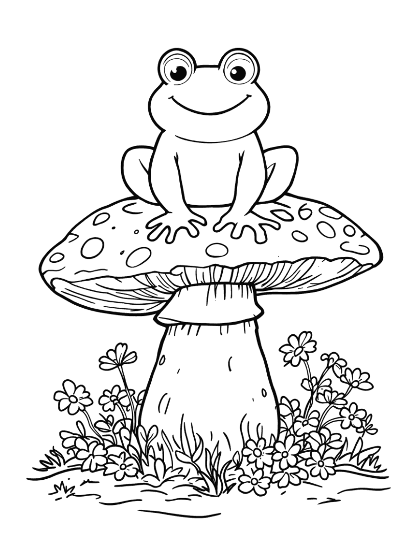 Cottagecore Mushroom & Frog Coloring Book — Bold & Easy — view 1